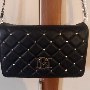 Badgley Mischka Black Quilted Crossbody Bag Vegan Leather